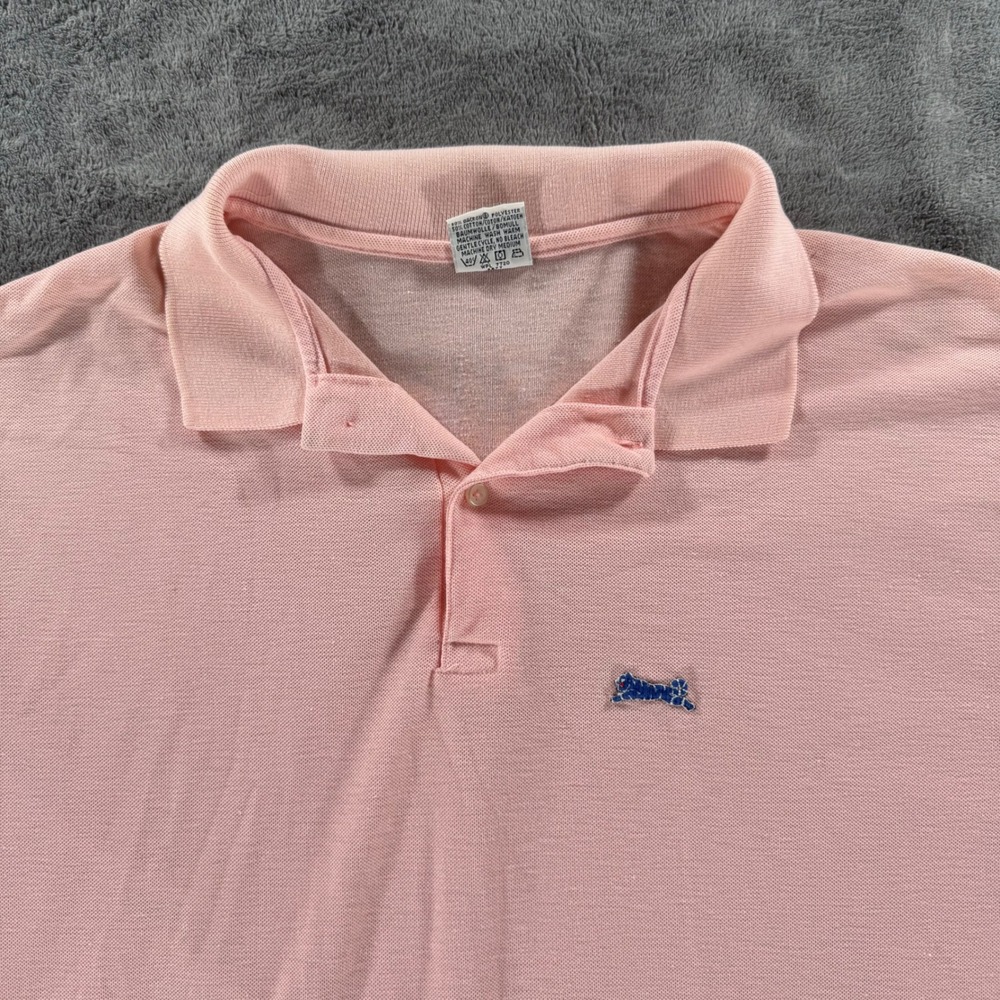 Le Tigre Polo Shirt Mens XXL Tall Pink Short Sleeve Vintage Tiger Logo USA Made